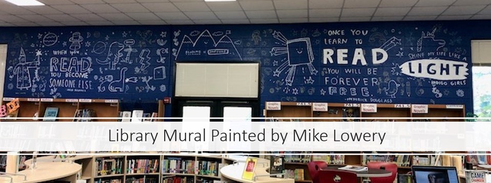 Library Mural painted by Mike Lowery